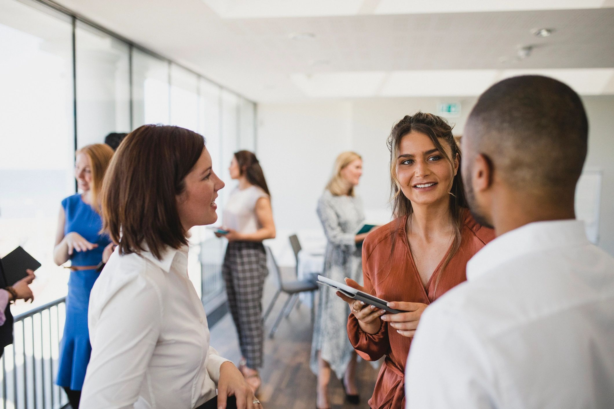 Colleagues meeting during a professional development seminar