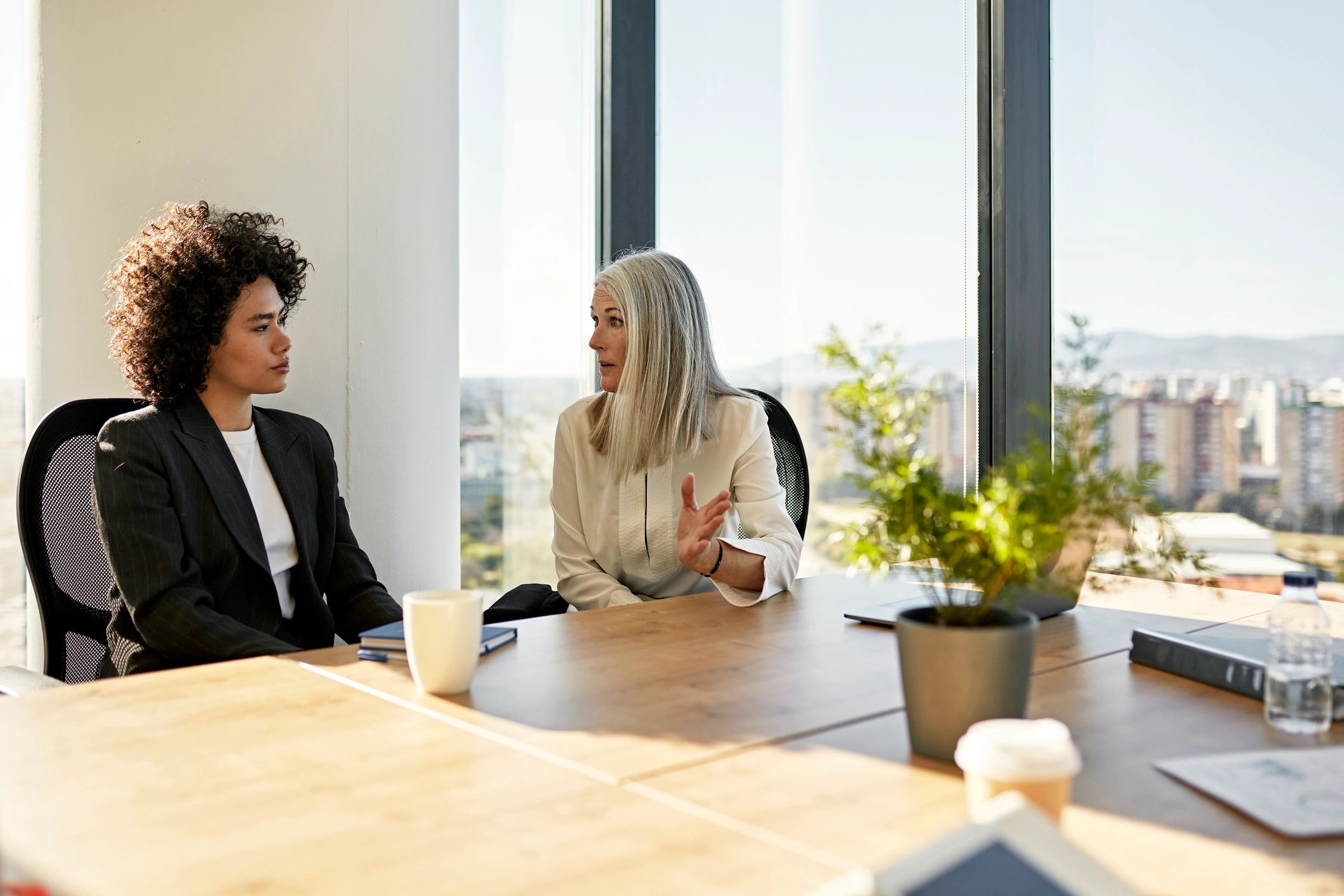 Businesswomen discussing ideas in an office